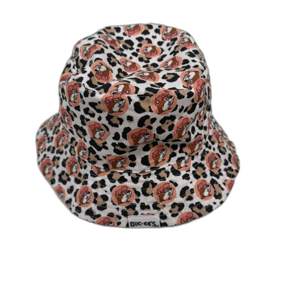 Bucees Bucket Hat Youth Girls Unisex Leopard Animal Print Reversible Coral Peach